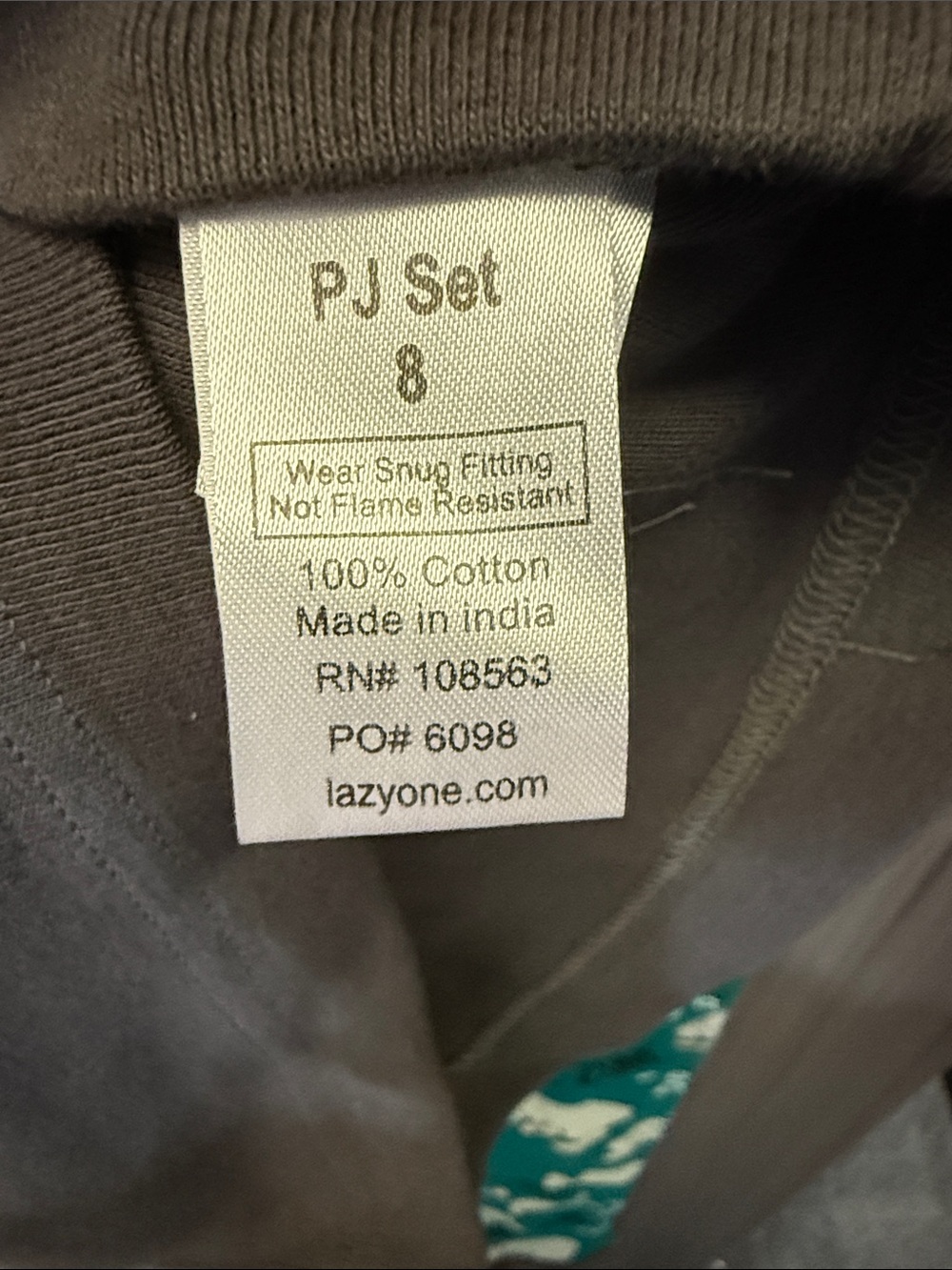 Lazy One Kids Manatee Pajama Set - Teal & Gray - Picture 5 of 5